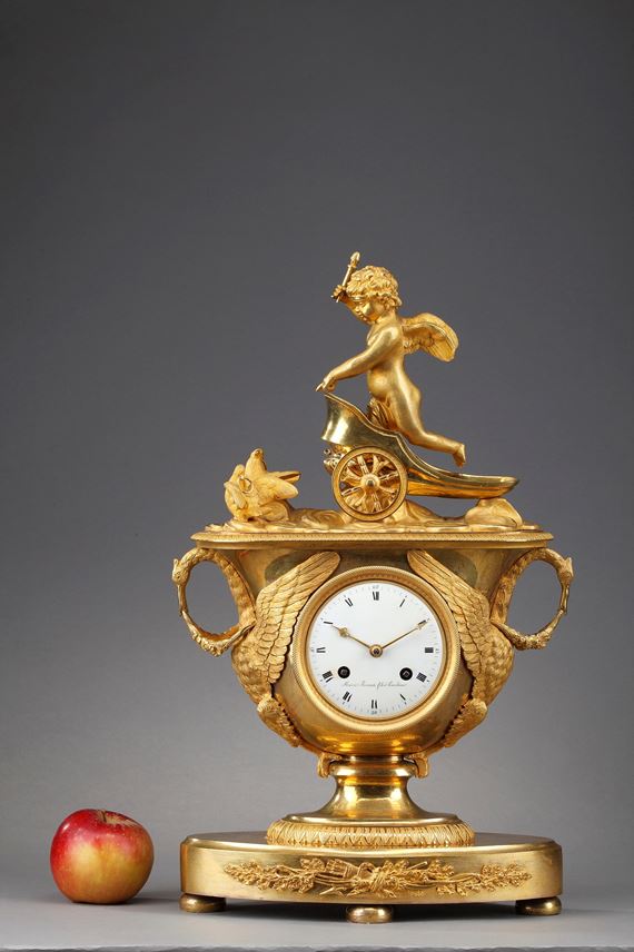 Empire mantel clock with putto on a chariot | MasterArt